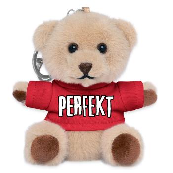 PERFEKT Großbuchstaben Typo unperfekt  - Teddy Schlüsselanhänger - Rot - Vorne
