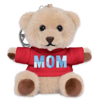 MOM Patchwork Denim Stil - Teddy Schlüsselanhänger - Rot - Vorne
