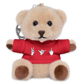 Hand Sign Victory Shaka (White) – Illustration - Teddy Keyring - red - Front