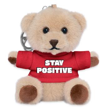 Restez positifs Typographie en gras - Porte-clés ourson - rouge - Devant