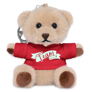 Team Ribbon Schriftzug - Teddy Schlüsselanhänger - Rot - Vorne