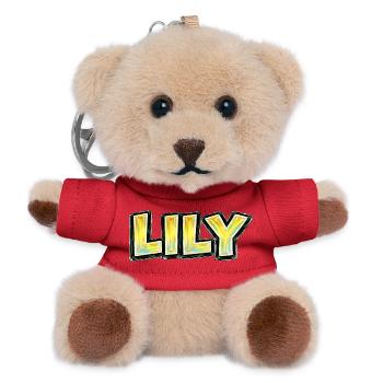 Lily, handgezeichnete Typografie - Teddy Schlüsselanhänger - Rot - Vorne