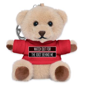 Watch Out For The Idiot Behind Me Spruch Logo Text - Teddy Schlüsselanhänger - Rot - Vorne