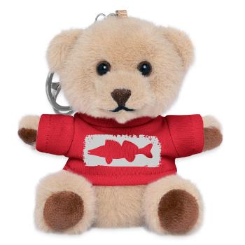 Zander im Farbstrich - grau - Teddy Schlüsselanhänger - Rot - Vorne