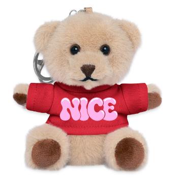 Schöne pastellrosa Bläschen - Teddy Schlüsselanhänger - Rot - Vorne
