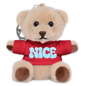 SCHÖNE blaue Blasentypografie - Teddy Schlüsselanhänger - Rot - Vorne