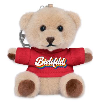 Bielefeld - Regenbogen Schrift - Deutschalnd - Teddy Schlüsselanhänger - Rot - Vorne