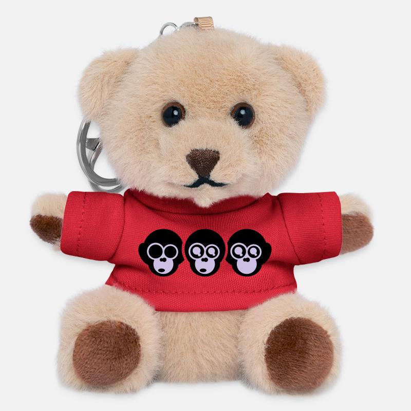 trois singes - Porte-clés ourson - rouge
