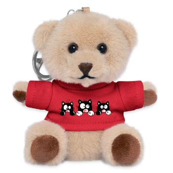 Neugierige Katzen - Teddy Schlüsselanhänger - Rot - Vorne