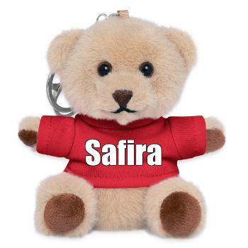 Safira - (menschlicher Name) - Teddy Schlüsselanhänger - Rot - Vorne