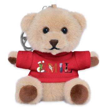 Le nom d’EMIL décoré de fleurs - Porte-clés ourson - rouge - Devant