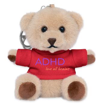 ADHD Liebe alle Gehirne - Teddy Schlüsselanhänger - Rot - Vorne