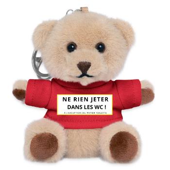 Toilet panel cleanliness - Teddy Keyring - red - Front