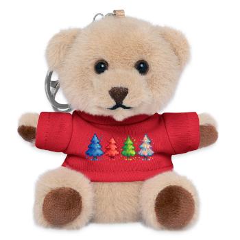 Pixel Christmas Trees Gaming - Teddy Keyring - red - Front