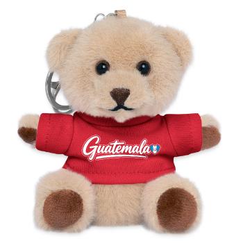 Guatemala Script with Flag Heart Love - Teddy Keyring - red - Front