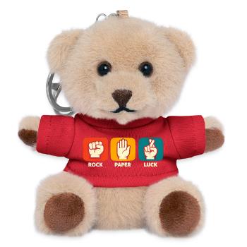 Rock-Paper-Happiness – Funny Positive Vibes – Insp - Teddy Keyring - red - Front