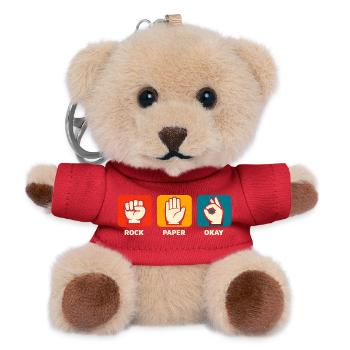 Rock, paper – Okay! Funny Positive Vibes Inspi - Teddy Keyring - red - Front