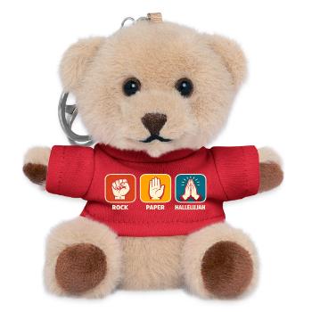 Stein Papier Halleluja Christlicher Gläubiger Jesu - Teddy Schlüsselanhänger - Rot - Vorne