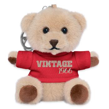 60 Years 1966 Vintage Retro Birthday Gift - Teddy Keyring - red - Front