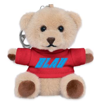 Blue Abstract blue energy flow - Teddy Keyring - red - Front
