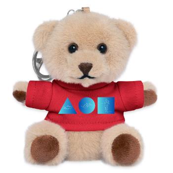 Blue Triathlon Line Motif with Three Symbols - Teddy Keyring - red - Front
