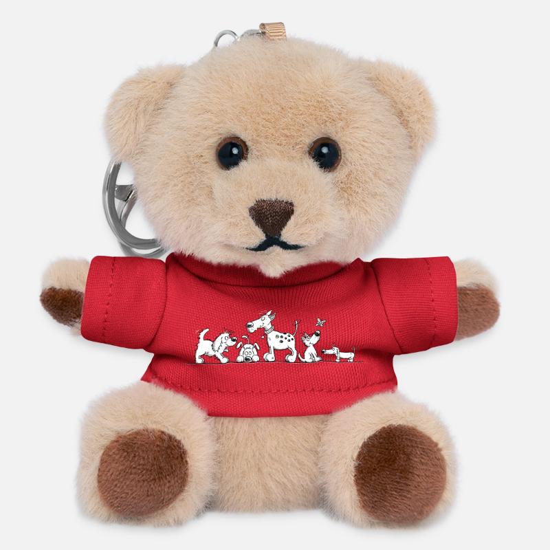 Motif de chien drôle avec chiens de dessins animés - Porte-clés ourson - rouge