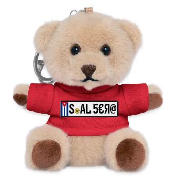 Kuba Kfz-Kennzeichen S-AL 5€Я@ - Teddy Schlüsselanhänger - Rot - Vorne