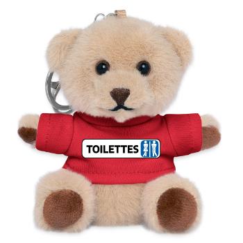 Panneau WC Homme Femme - Porte-clés ourson - rouge - Devant