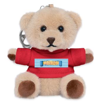 Baby Jackpot Geschenk für frischgebackene Eltern - Teddy Schlüsselanhänger - Rot - Vorne