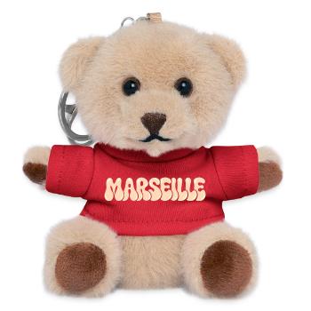 Marseille Mittelmeer-Typo-Blase - Teddy Schlüsselanhänger - Rot - Vorne