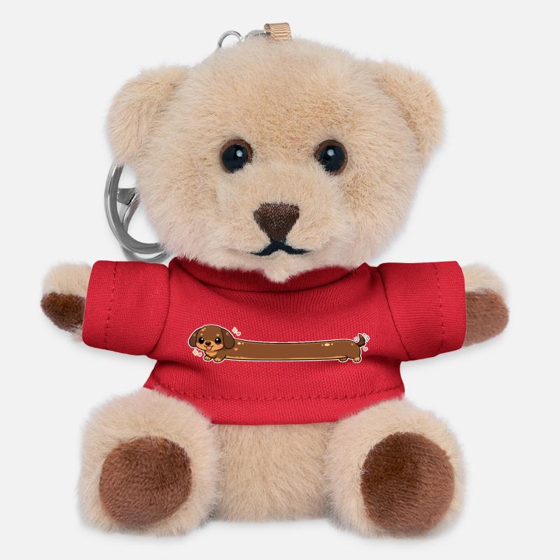 Long dachshund cute - Teddy Keyring - red