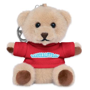 Geschenk für Bankkauffrau - Teddy Schlüsselanhänger - Rot - Vorne
