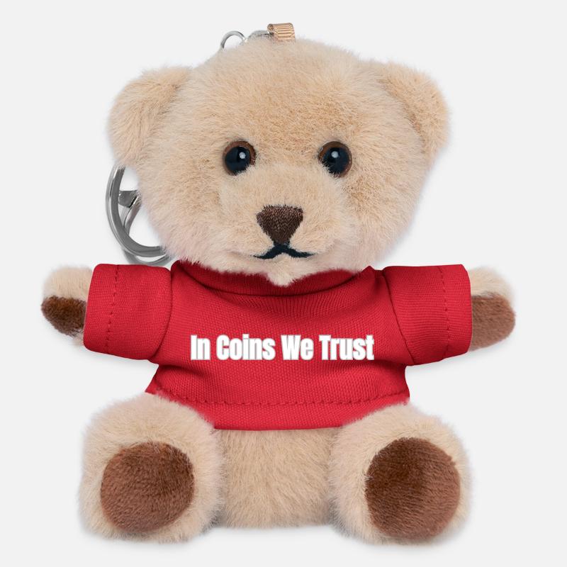 In Coins We Trust White - Teddy Keyring - red