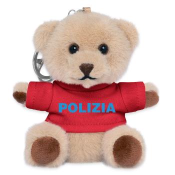 Police On – Lustiges T-Shirt mit Textmotiv - Teddy Schlüsselanhänger - Rot - Vorne