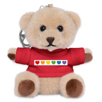 Motif de cœurs arc-en-ciel - Porte-clés ourson - rouge - Devant