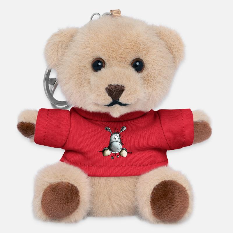 Sweet Donkey - Teddy Keyring - red