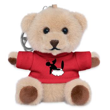 kleiner Engel sitzt auf der Wolken Toilette - Teddy Schlüsselanhänger - Rot - Vorne