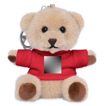 grauer Hintergrund Textur Vorlage personalisieren - Teddy Schlüsselanhänger - Rot - Vorne