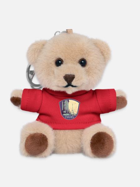 Retro badge, Paris France is my hometown - Teddy Keyring - red