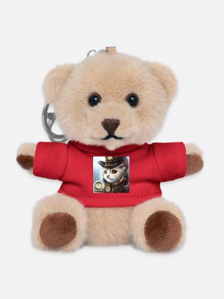 Chaton steampunk mignon - Porte-clés ourson - rouge