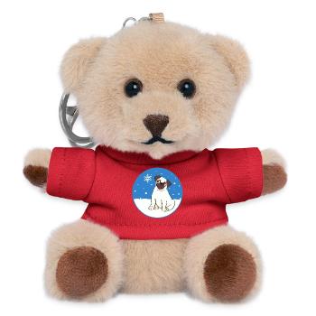 Pug in the snow - Teddy Keyring - red - Front