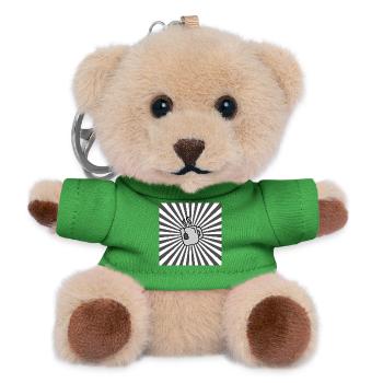 Sunburst Tea grey white-sunrise teacup - Teddy Keyring - green - Front