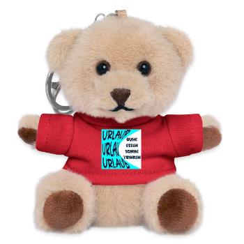URLAUB - SONNE - RUHE - SOMMERFERIEN - ESSEN - Teddy Schlüsselanhänger - Rot - Vorne