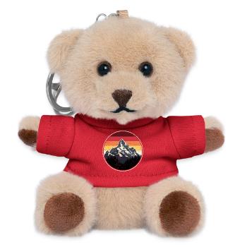 Mountain Sunset Retro Badge - Teddy Keyring - red - Front