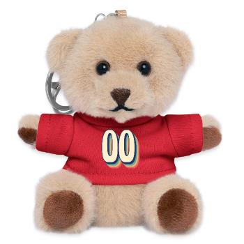 Vintage Retro T Shirt Number 00 Zero Zero - Teddy Keyring - red - Front