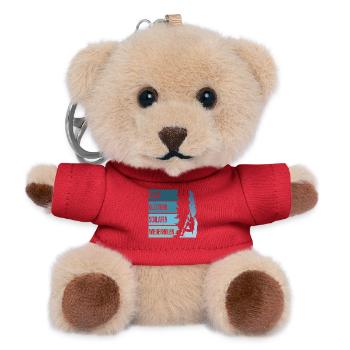 Essen, Klettern, Schlafen, Wiederholen - Teddy Schlüsselanhänger - Rot - Vorne