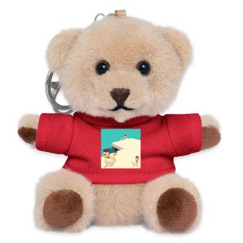 HÜHNER SCHWIMMEN AM SEE - Teddy Schlüsselanhänger - Rot - Vorne