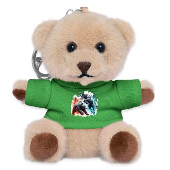 Finance Taurus Bear Fight Wall Street Gift - Teddy Keyring - green - Front
