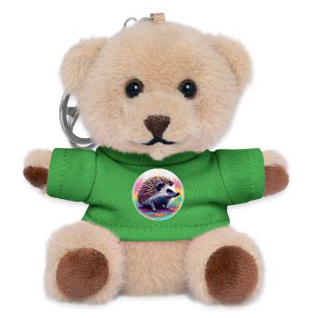 Colorful Digital Art - Hedgehog - Teddy Keyring - green - Front