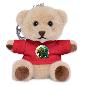 Bär mit Wald in der Silhouette - Teddy Schlüsselanhänger - Rot - Vorne
